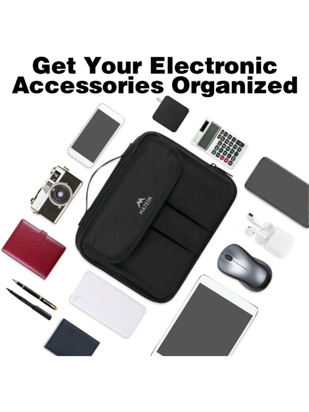Waterproof Travel Electronics Organizer | Portable Double Layer Cable Storage